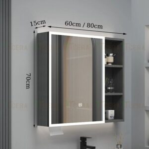 Tủ Gương Lavabo Nhựa PVC Cánh Led TTCERA TG12 (600mm)