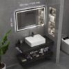Tủ Lavabo Bàn Đá Đen 2 Tầng Chống Trầy TLVBD-26