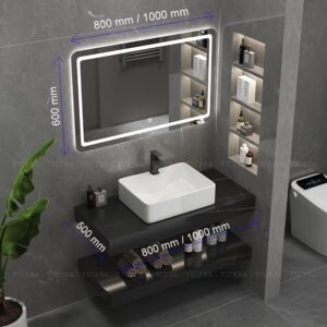 Tủ Lavabo Bàn Đá Đen 2 Tầng Chống Trầy TLVBD-26