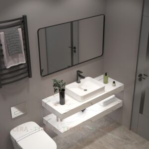 Tủ Lavabo Bàn Đá Trắng 2 Tầng Chống Trầy TLVBD-17
