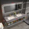 Tủ Lavabo Bàn Đá Xám 2 Tầng Chống Trầy TLVBD-47