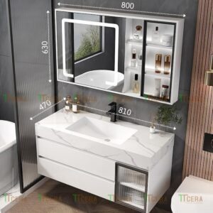 Tủ Lavabo Nhựa Đặc PVC PIMA Tủ Gương Led TLVB116-8047