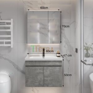 Tủ Lavabo Nhựa Đặc PVC PIMA Và Tủ Gương TLVB113-6047