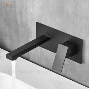 Vòi Lavabo Âm Tường Đồng Thau Sơn Tĩnh Điện Đen HoLer HL-LBA600