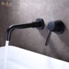 Vòi Lavabo Âm Tường Đồng Thau Sơn Tĩnh Điện Đen HoLer HL-LBA603