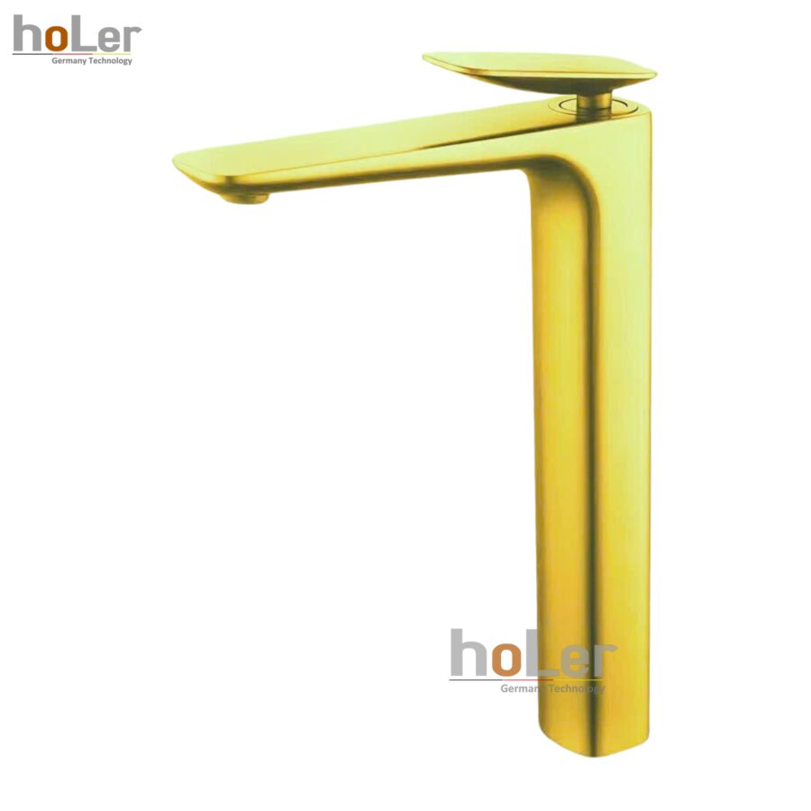 Vòi Lavabo Nóng Lạnh Đồng Mạ Vàng Cao 30cm Holer HL-LB698