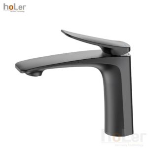 Vòi Lavabo Nóng Lạnh Đồng Sơn Tĩnh Điện Xám HoLer HL-LB683G