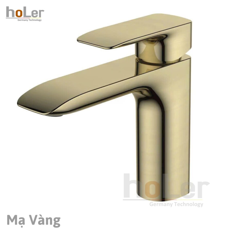 Vòi Lavabo Nóng Lạnh Đồng Thau Holer HL-LB704 Vàng
