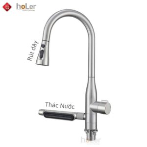 Vòi rửa chén thác nước dây kéo Inox SUS 304 Holer CHL972